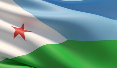 Cibuti 'nin yüksek çözünürlüklü bayrağı. 3d illüstrasyon.