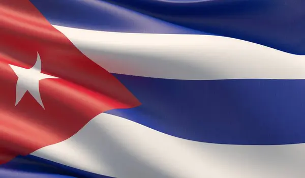 Nagy felbontású közeli zászló Kubában. 3d illusztráció. — Stock Fotó