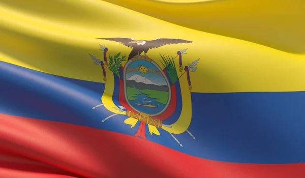 High resolution close-up flag of Ecuador. 3D illustration. — Stock Photo, Image