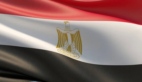 Bandeira close-up de alta resolução do Egito. Ilustração 3D . — Fotografia de Stock