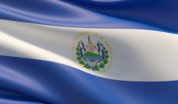 Hoge resolutie close-up vlag van El Salvador. 3d illustratie. — Stockfoto