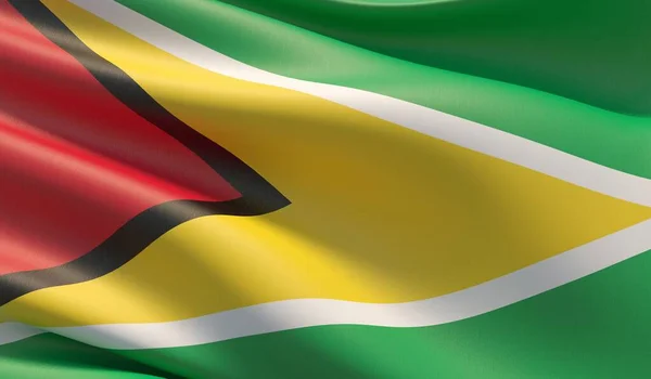 Hoge resolutie close-up vlag van Guyana. 3d illustratie. — Stockfoto