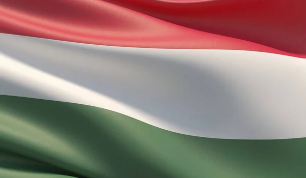 High resolution close-up flag of Hungary. 3D illustration. — Stock Fotó