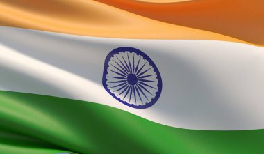High resolution close-up flag of India. 3D illustration.