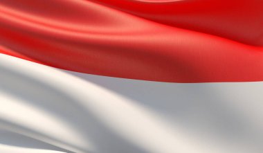 High resolution close-up flag of Indonesia. 3D illustration.
