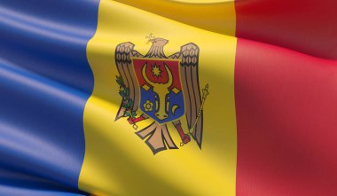 Moldova 'nın yüksek çözünürlüklü bayrağı. 3d illüstrasyon.