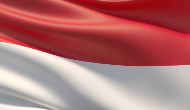 Yüksek çözünürlüklü Monako bayrağı. 3d illüstrasyon.