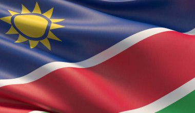 Yüksek çözünürlüklü Namibya bayrağı. 3d illüstrasyon.
