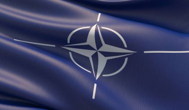 Yüksek çözünürlüklü Nato bayrağı. 3d illüstrasyon.