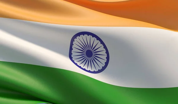 Hochauflösende Großaufnahme der Flagge Indiens. 3D-Illustration. — Stockfoto