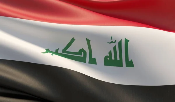 Bandeira de close-up de alta resolução do Iraque. Ilustração 3D . — Fotografia de Stock