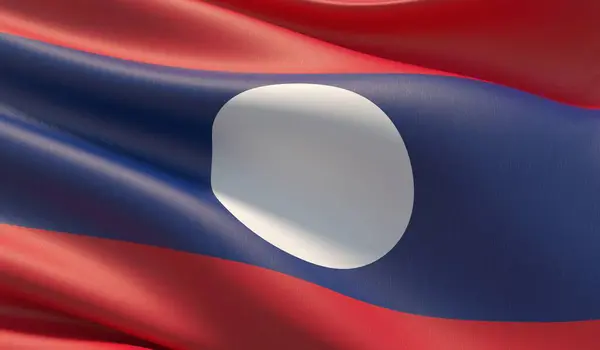 Högupplöst närbild flagga Laos. 3D-illustration. — Stockfoto