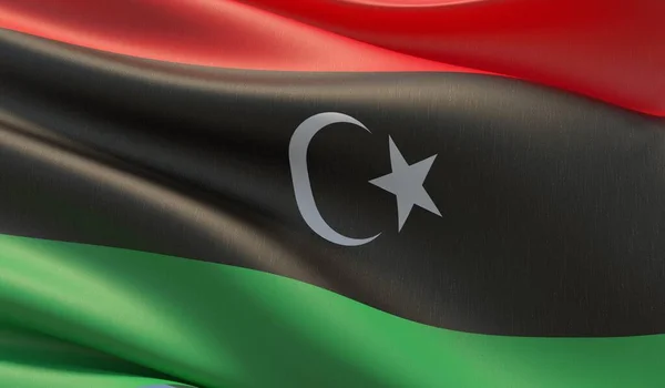 High resolution close-up flag of Libya. 3D illustration. — Stock Photo, Image