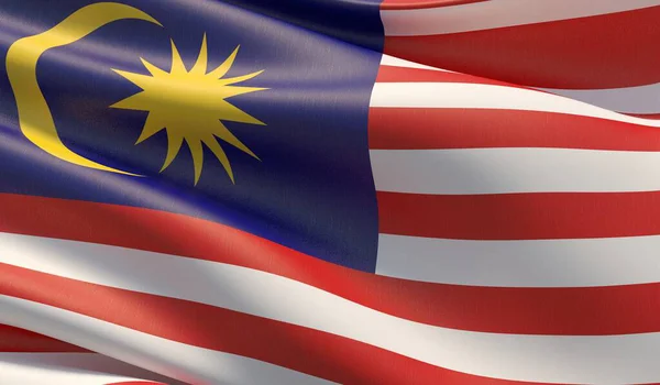 High resolution close-up flag of Malaysia. 3D illustration. — Stockfoto