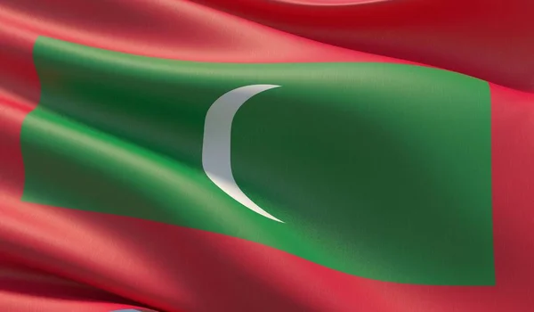 Hoge resolutie close-up vlag van Malediven. 3d illustratie. — Stockfoto