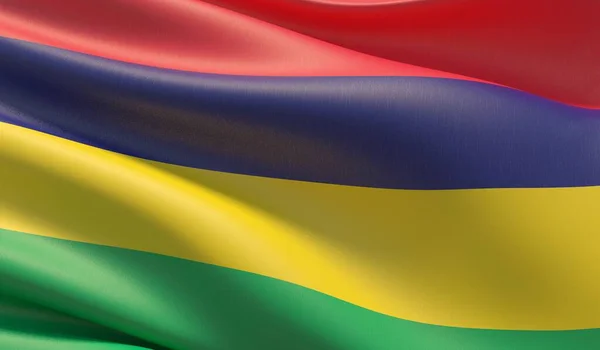 Flaga zbliżeniowa wysokiej rozdzielczości Mauritiusa. Ilustracja 3D. — Zdjęcie stockowe