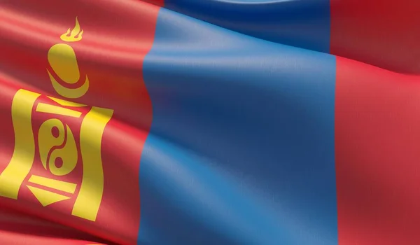 Флаг Монголии с высоким разрешением. 3D иллюстрация . — стоковое фото
