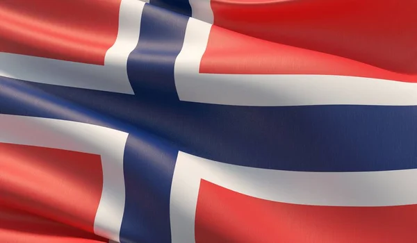 Bandeira de close-up de alta resolução da Noruega. Ilustração 3D . — Fotografia de Stock