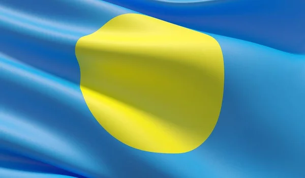 Hochauflösende Großaufnahme Flagge von Palau. 3D-Illustration. — Stockfoto