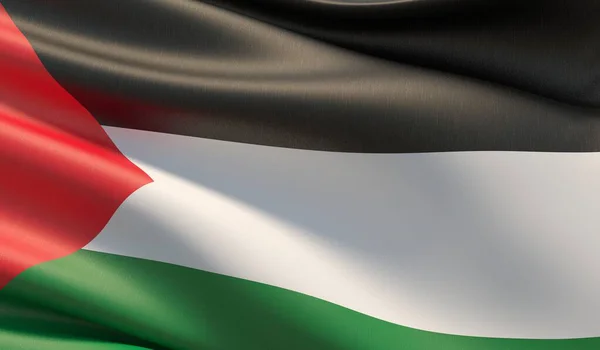 High resolution close-up flag of Palestine. 3D illustration. — Stock Photo, Image