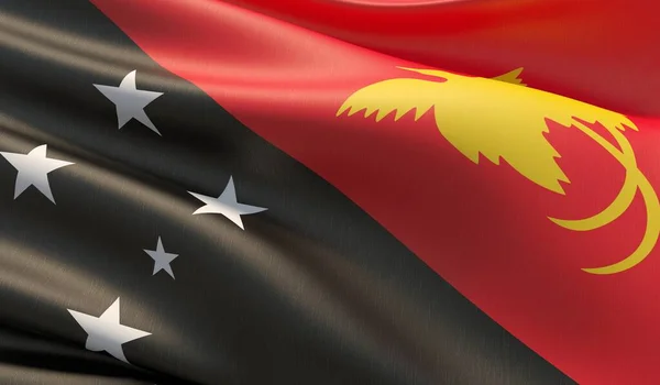High resolution close-up flag of Papua New Guinea. 3D illustration. — Stock Photo, Image