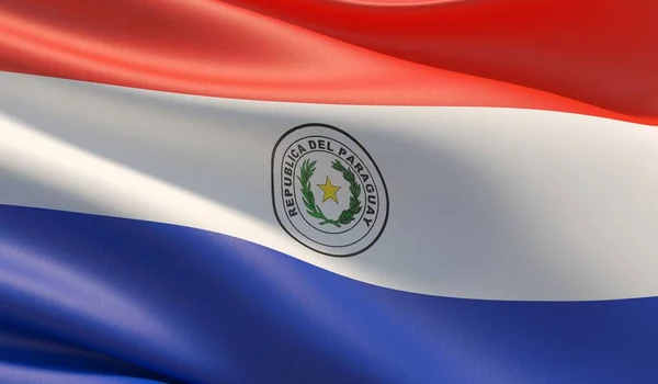 Hochauflösende Großaufnahme Flagge Paraguays. 3D-Illustration. — Stockfoto