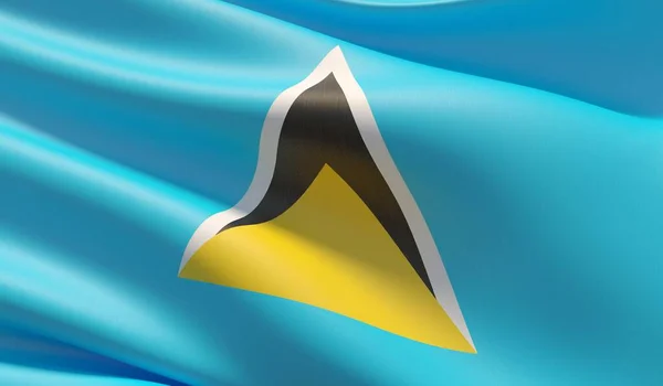 Hoge resolutie close-up vlag van St. Lucia. 3d illustratie. — Stockfoto