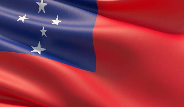 High resolution close-up flag of Samoa. 3D illustration. — Stok fotoğraf