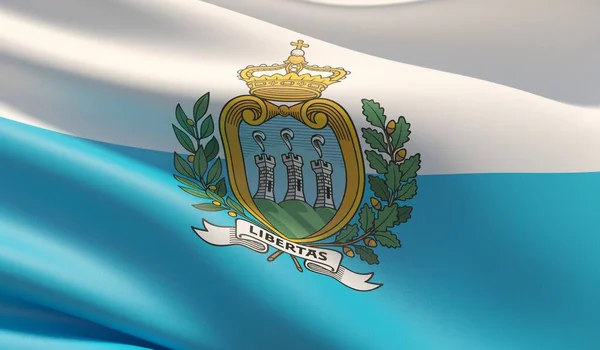 High resolution close-up flag of San Marino. 3D illustration. — Φωτογραφία Αρχείου