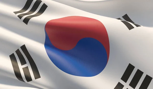 High resolution close-up flag of South Korea. 3D illustration. — Stock Photo, Image