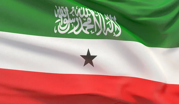 Viftar med Somalilands flagga. Viftade mycket detaljerad närbild 3d render. — Stockfoto