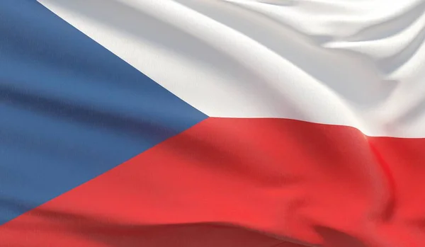 Κυματιστή εθνική σημαία της Τσεχικής Δημοκρατίας. Κύματα εξαιρετικά λεπτομερή κοντινό πλάνο 3d καθιστούν. — Φωτογραφία Αρχείου