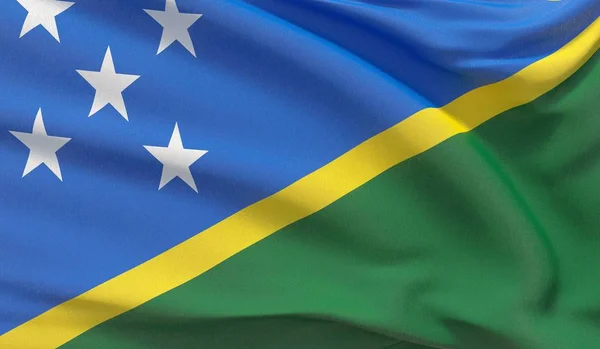 Zwaaiende nationale vlag van de Salomonseilanden. Waved zeer gedetailleerde close-up 3d render. — Stockfoto