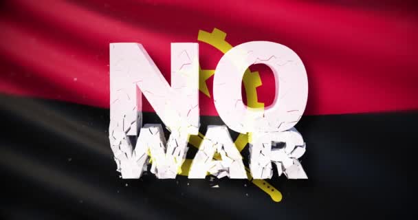 Nessun concetto di guerra. Bandiera dell'Angola. Tessuto ondulato altamente dettagliato . — Video Stock