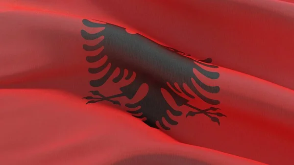 Machające flagi świata - flaga Albanii. Ilustracja 3D. — Zdjęcie stockowe