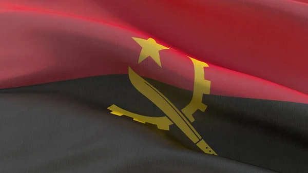 Waving flags of the world - flag of Angola. 3D illustration. — Stock Photo, Image