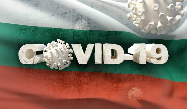 Cinese coronavirus COVID-19 concetto, bandiera della Bulgaria. Rendering 3D ravvicinato altamente dettagliato ondulato . — Foto Stock