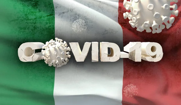 중국 코로나 바이러스 COVID-19 컨셉트: 이탈리아의 국기. 매우 세부적 인 3D 렌더링에 감사하다. — 스톡 사진