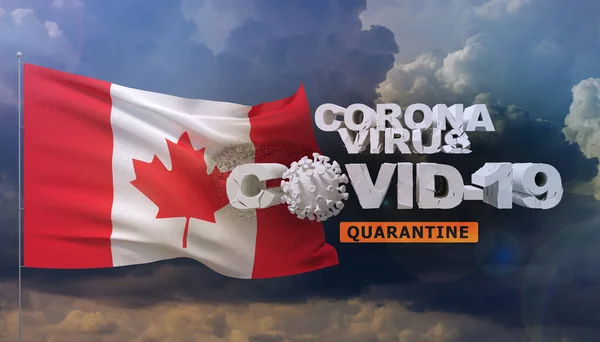 Coronavirus disease COVID-19 infection concept - waving flag of Canada. 3D illustration.