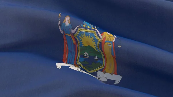 Vlaggen van de staten Usa. De vlag van New York. 3d illustratie. — Stockfoto