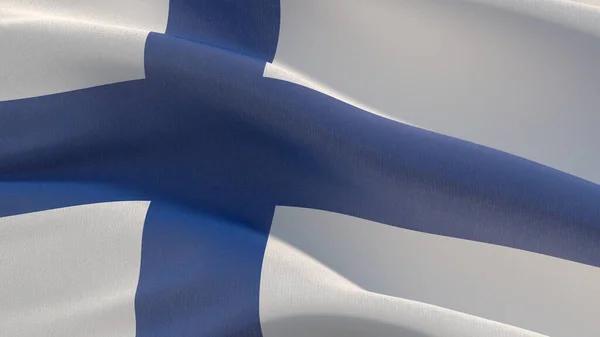 飘扬的国旗- -芬兰国旗。3D插图. — 图库照片