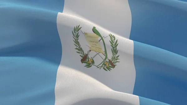Wuivende vlaggen van de wereld - vlag van Guatemala. 3D illustratie. — Stockfoto