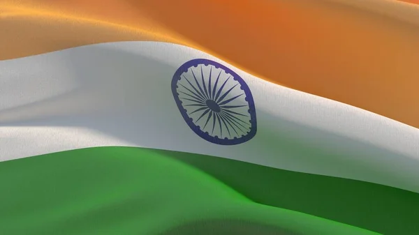 Viftande flaggor i världen - Indiens flagga. 3D-illustration. — Stockfoto