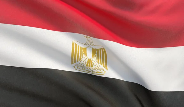Acenando bandeira nacional do Egito. Ondulado altamente detalhado close-up 3D render . — Fotografia de Stock