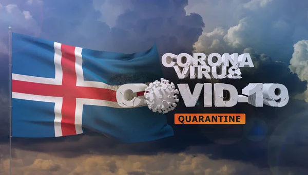 Coronavirus disease COVID-19 infection concept - waving flag of Iceland. 3D illustration.