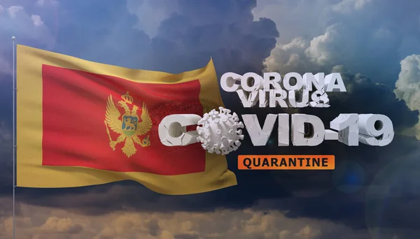 Enfermedad por Coronavirus Concepto de infección COVID-19 - ondeando bandera de Montenegro. Ilustración 3D . —  Fotos de Stock