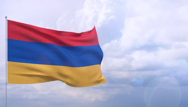 Размахивание флагами мира - флаг Армении. 3D иллюстрация . — стоковое фото