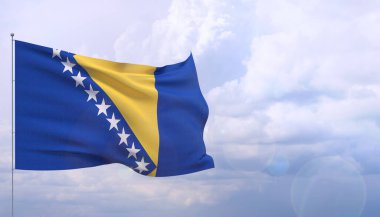 Bosna ve Hercegovina 'nın yüksek çözünürlüklü bayrağı. 3d illüstrasyon.