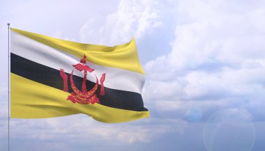 Brunei 'nin yüksek çözünürlüklü yakın çekim bayrağı. 3d illüstrasyon.