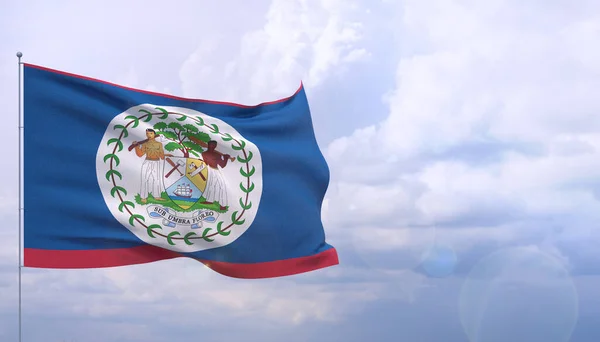 Belize 'nin yüksek çözünürlüklü yakın çekim bayrağı. 3d illüstrasyon. — Stok fotoğraf